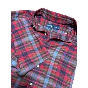 VTG Polo Ralph Lauren Shirt Men Large Green Plaid Thick Heavy Weight Flannel 90s